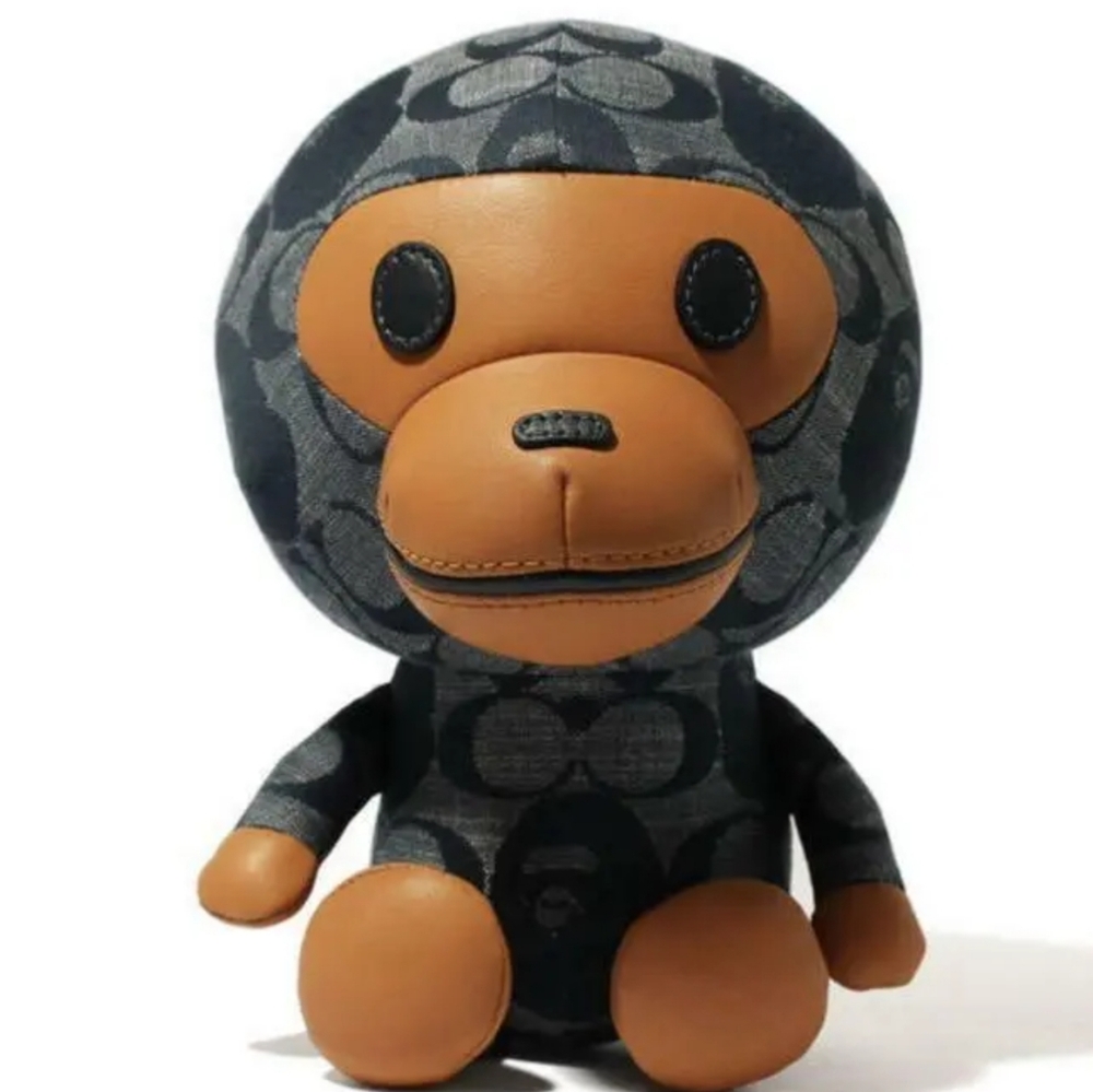 2021 Coach X Bape Baby Milo Plush Doll w/Tags Chambray Glovetanned Leather *NEW*